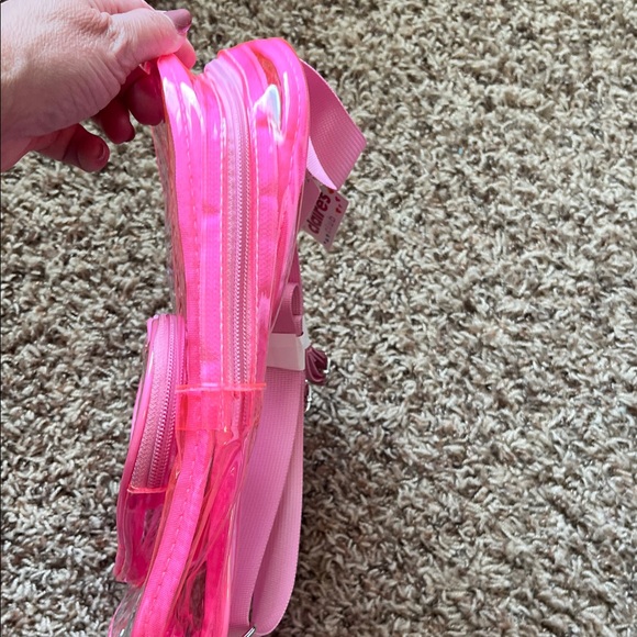 Claire's NWT Sparkling Mini Pink Heart Backpack - Picture 7 of 10